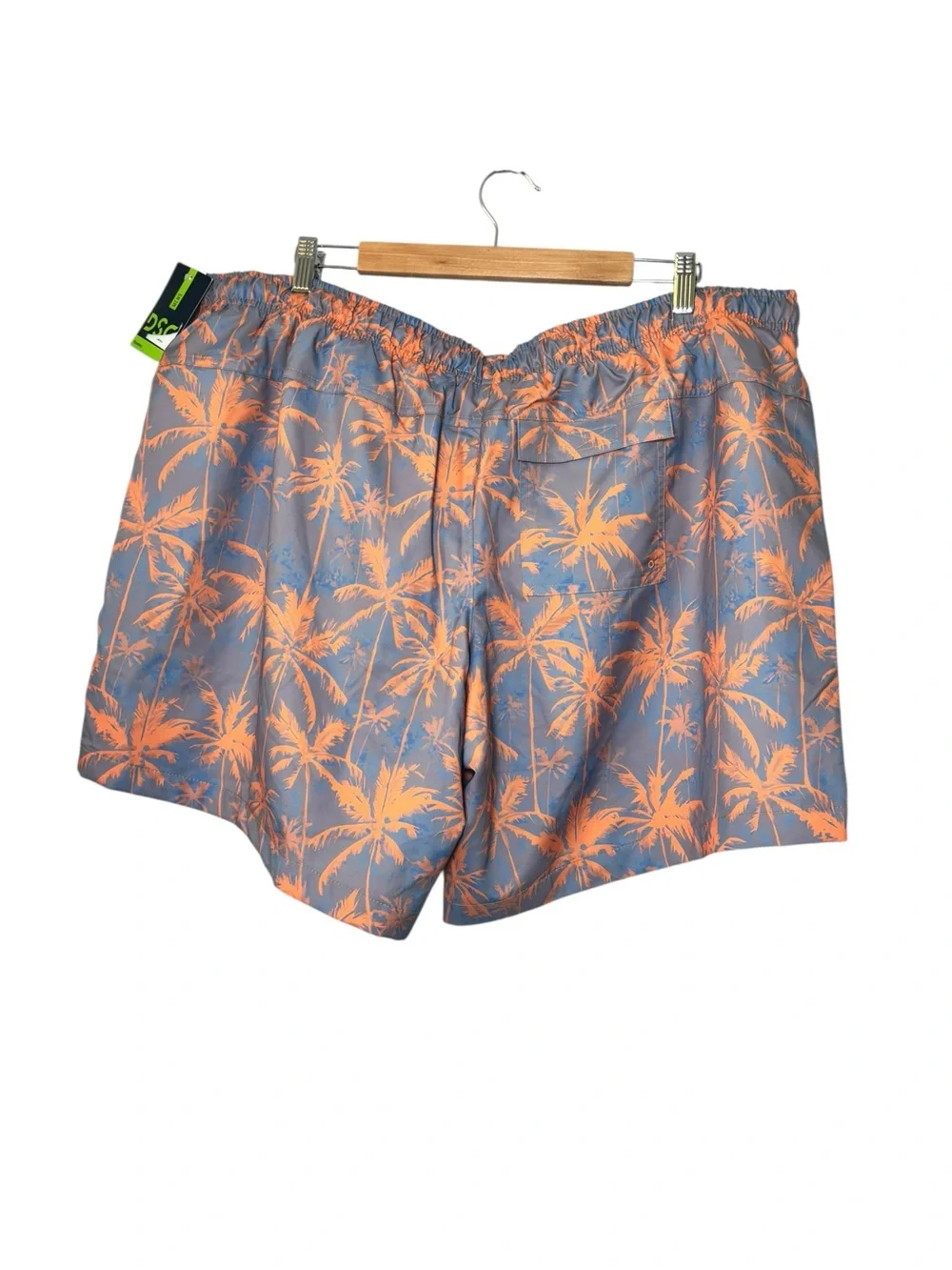 NWT DSH Men's Blue Swim Shorts with Orange Palm-Print Sz 3XL